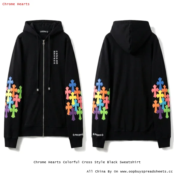 Chrome Hearts Colorful Cross Style Black Sweatshirt