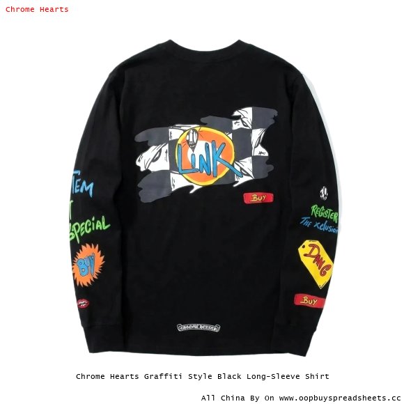 Chrome Hearts Graffiti Style Black Long-Sleeve Shirt