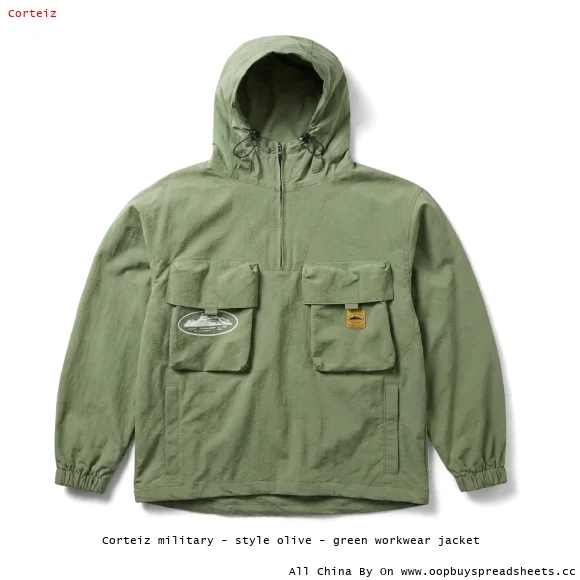Corteiz military - style olive - green workwear jacket