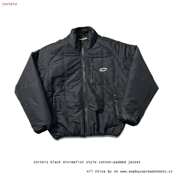 Corteiz black minimalist style cotton-padded jacket