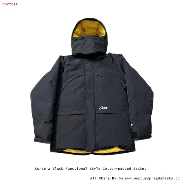 Corteiz Black Functional Style Cotton-padded Jacket