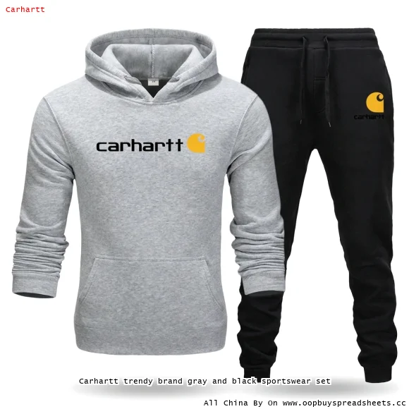 Carhartt trendy brand gray and black sportswear set