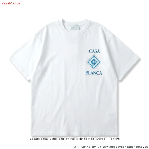 Casablanca Blue and White Minimalist Style T-shirt