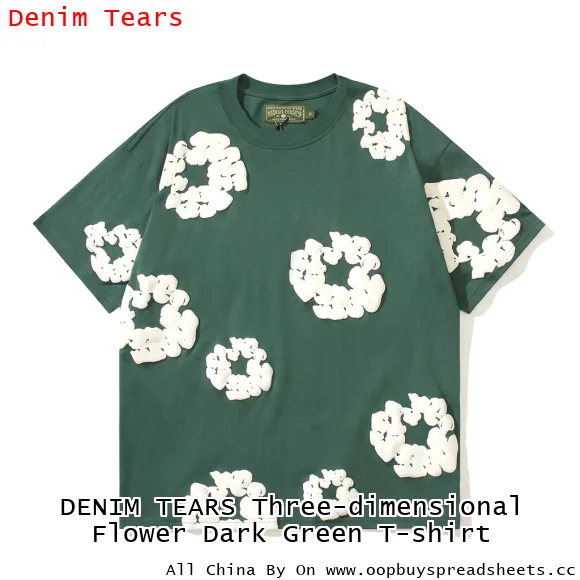 DENIM TEARS Three-dimensional Flower Dark Green T-shirt