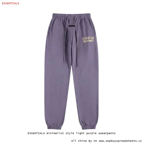 ESSENTIALS minimalist style light purple sweatpants