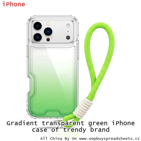 Gradient transparent green iPhone case of trendy brand