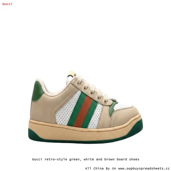 Gucci retro-style green, white and brown board shoes