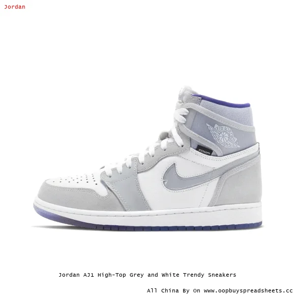 Jordan AJ1 High-Top Grey and White Trendy Sneakers