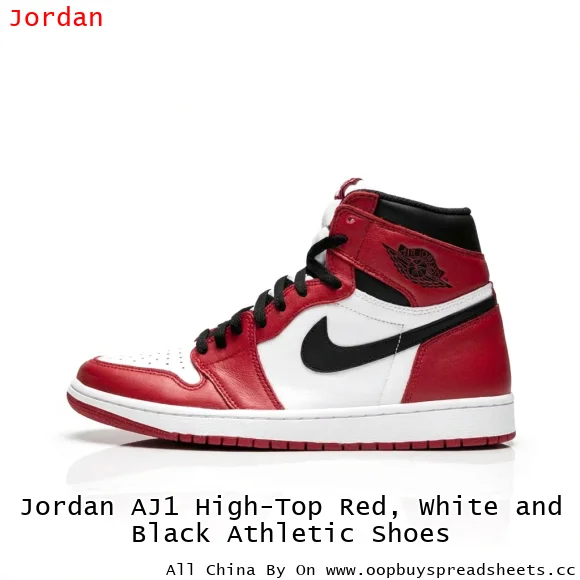 Jordan AJ1 High-Top Red, White and Black Athletic Shoes