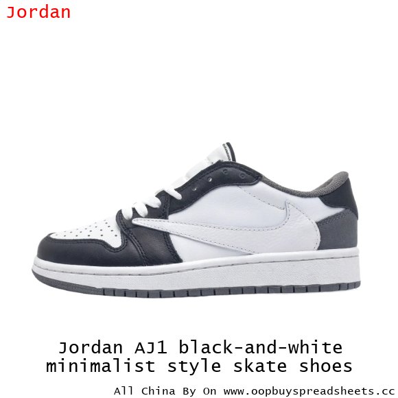 Jordan AJ1 black-and-white minimalist style skate shoes