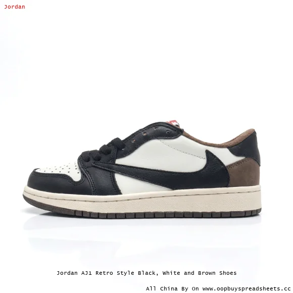Jordan AJ1 Retro Style Black, White and Brown Shoes