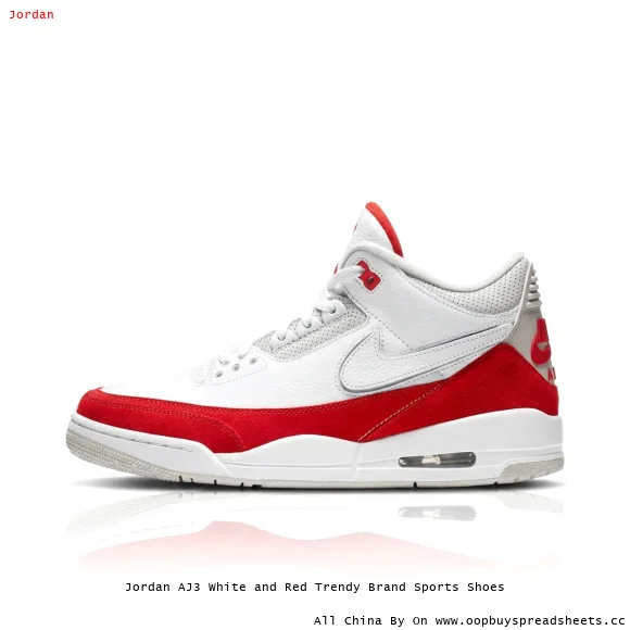 Jordan AJ3 White and Red Trendy Brand Sports Shoes