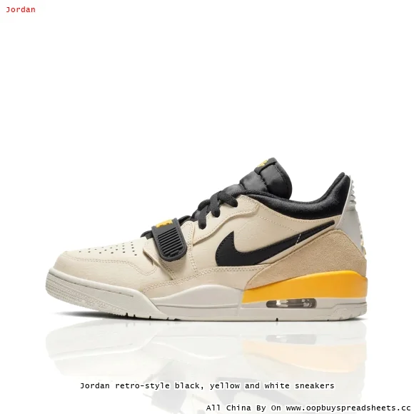 Jordan retro-style black, yellow and white sneakers