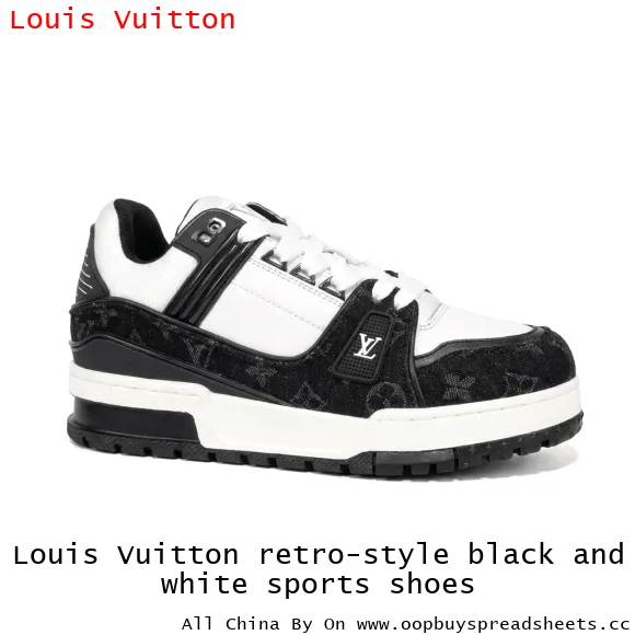 Louis Vuitton retro-style black and white sports shoes