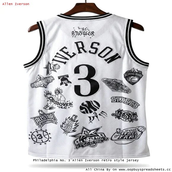 Philadelphia No. 3 Allen Iverson retro style jersey