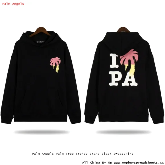 Palm Angels Palm Tree Trendy Brand Black Sweatshirt