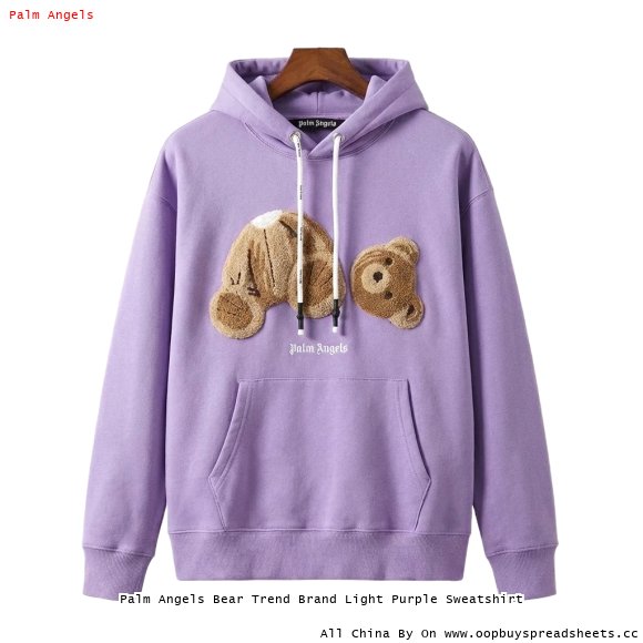 Palm Angels Bear Trend Brand Light Purple Sweatshirt