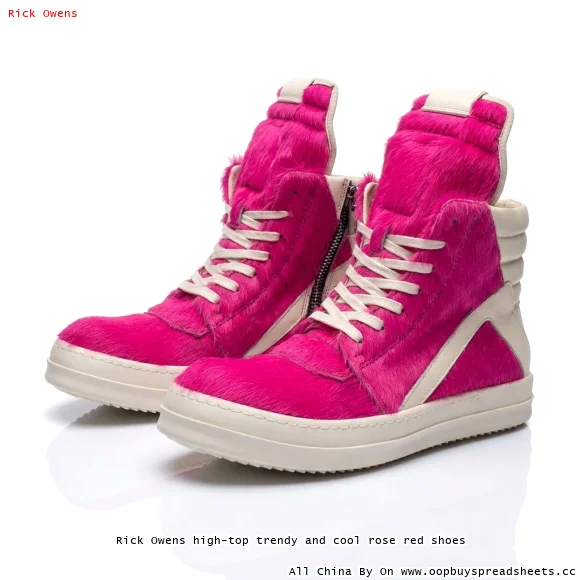 Rick Owens high-top trendy and cool rose red shoes