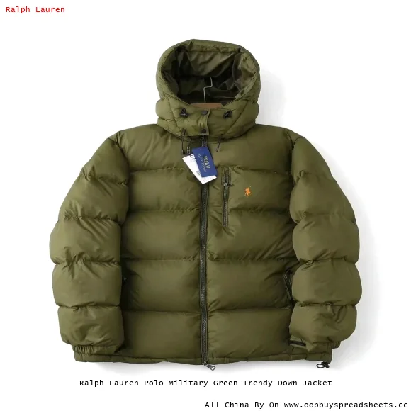 Ralph Lauren Polo Military Green Trendy Down Jacket
