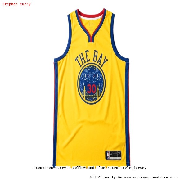 Stephenen Curry's yellow and blue retro-style jersey
