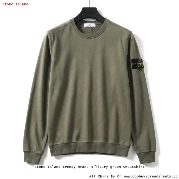 Stone Island trendy brand military green sweatshirt
