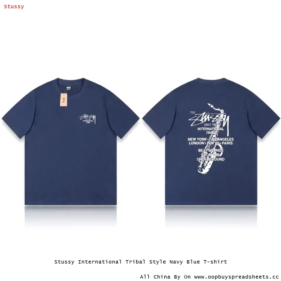 Stussy International Tribal Style Navy Blue T-shirt