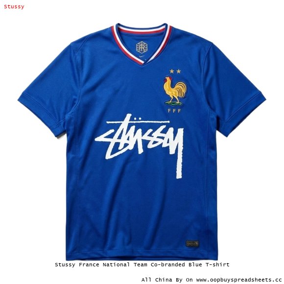 Stussy France National Team Co-branded Blue T-shirt