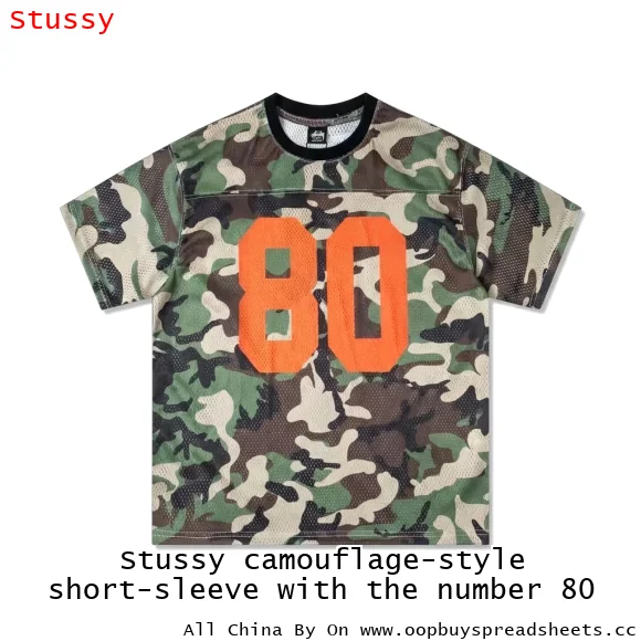 Stussy camouflage-style short-sleeve with the number 80