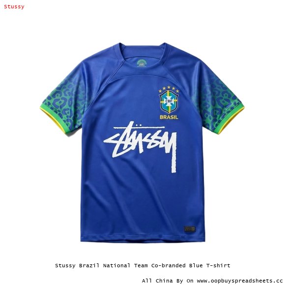 Stussy Brazil National Team Co-branded Blue T-shirt