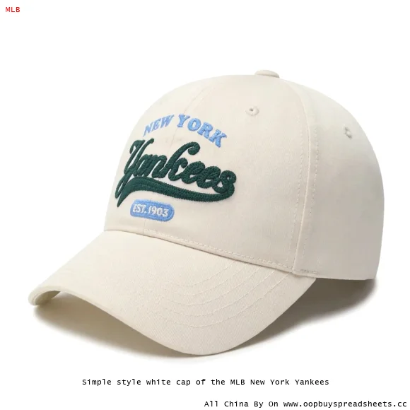 Simple style white cap of the MLB New York Yankees
