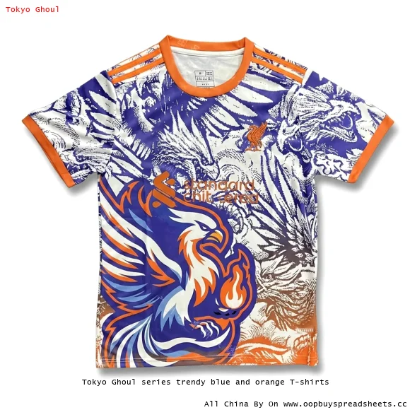 Tokyo Ghoul series trendy blue and orange T-shirts