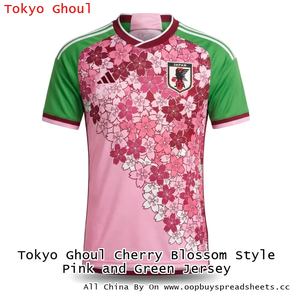 Tokyo Ghoul Cherry Blossom Style Pink and Green Jersey
