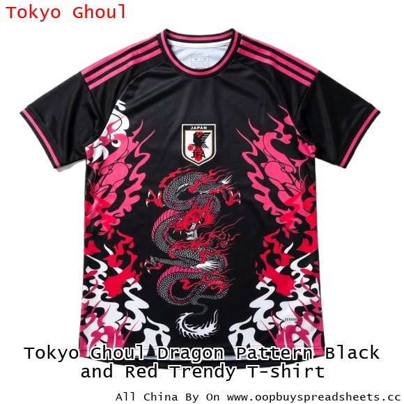 Tokyo Ghoul Dragon Pattern Black and Red Trendy T-shirt