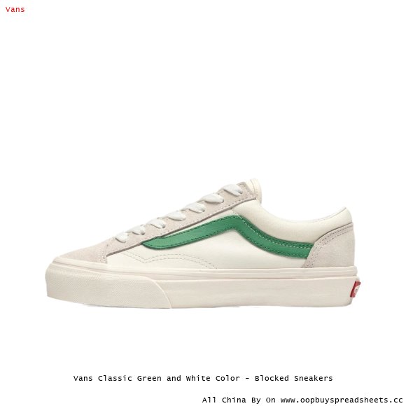 Vans Classic Green and White Color - Blocked Sneakers