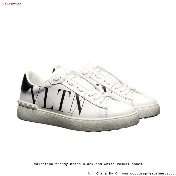 Valentino trendy brand black and white casual shoes