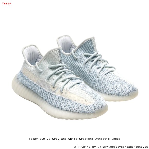 Yeezy 350 V2 Grey and White Gradient Athletic Shoes
