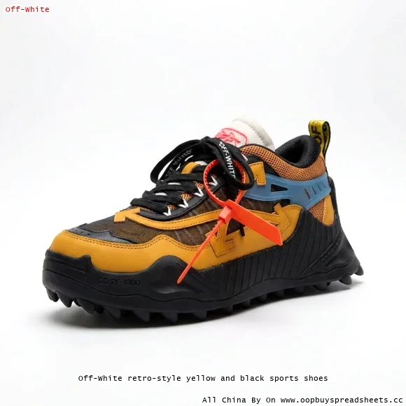 Off-White retro-style yellow and black sports shoes