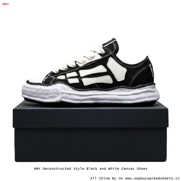 MMY Deconstructed Style Black and White Canvas Shoes