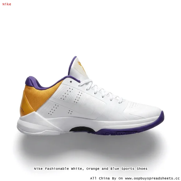 Nike Fashionable White, Orange and Blue Sports Shoes