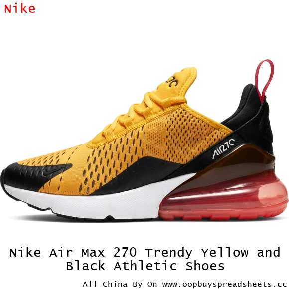 Nike Air Max 270 Trendy Yellow and Black Athletic Shoes