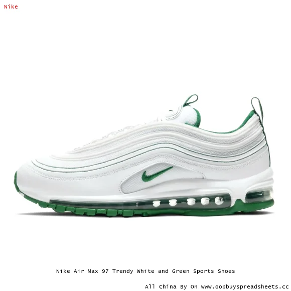 Nike Air Max 97 Trendy White and Green Sports Shoes