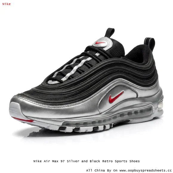 Nike Air Max 97 Silver and Black Retro Sports Shoes