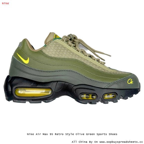 Nike Air Max 95 Retro Style Olive Green Sports Shoes