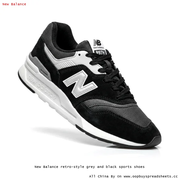 New Balance retro-style grey and black sports shoes