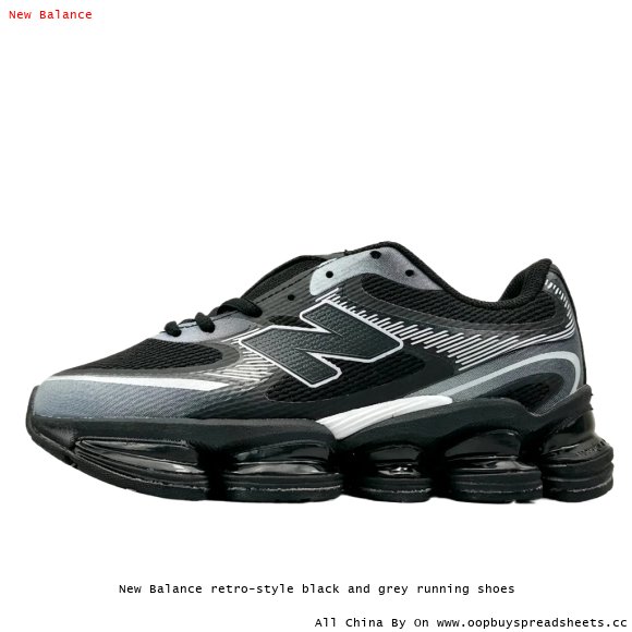 New Balance retro-style black and grey running shoes