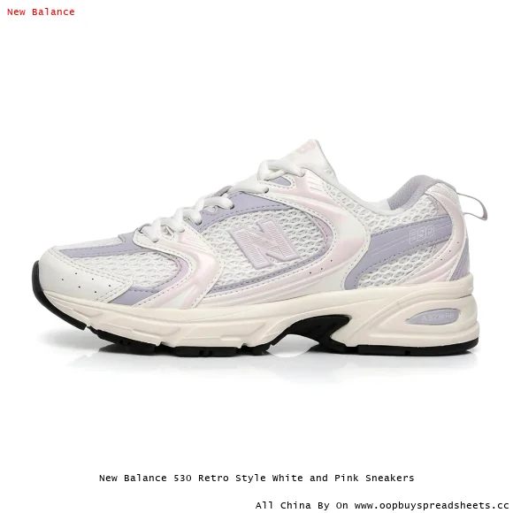 New Balance 530 Retro Style White and Pink Sneakers