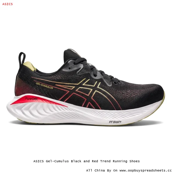 ASICS Gel-Cumulus Black and Red Trend Running Shoes
