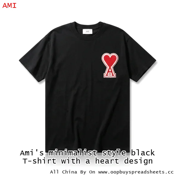 Ami's minimalist style black T-shirt with a heart design