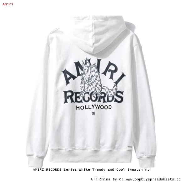 AMIRI RECORDS Series White Trendy and Cool Sweatshirt