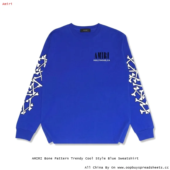 AMIRI Bone Pattern Trendy Cool Style Blue Sweatshirt